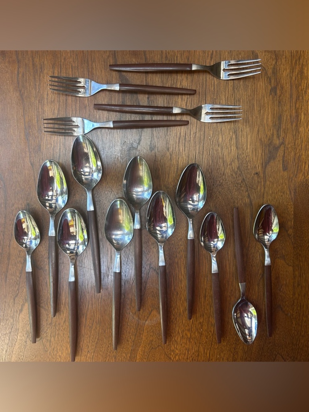 15 pc Ekco Eterna collectible Danish Modern stainless flatware, made in Japan.